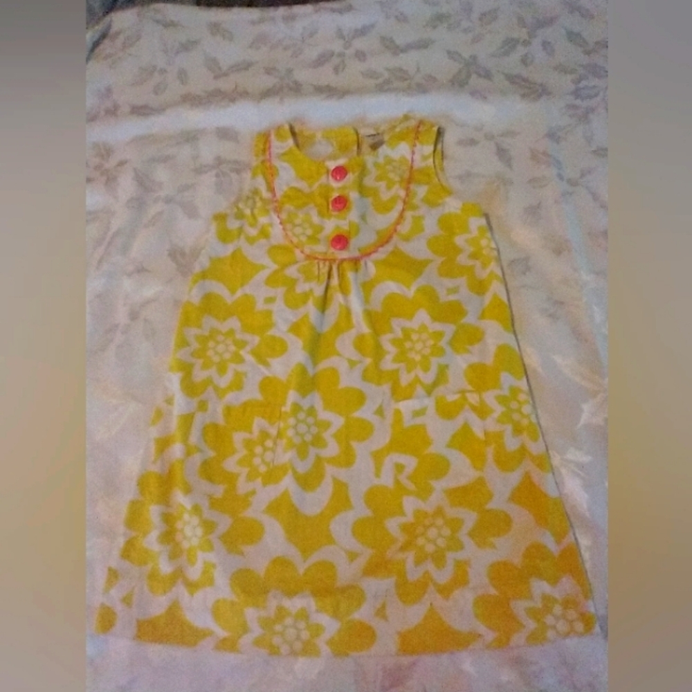 Carter's Girls Yellow Floral Dress with Buttons Size 6